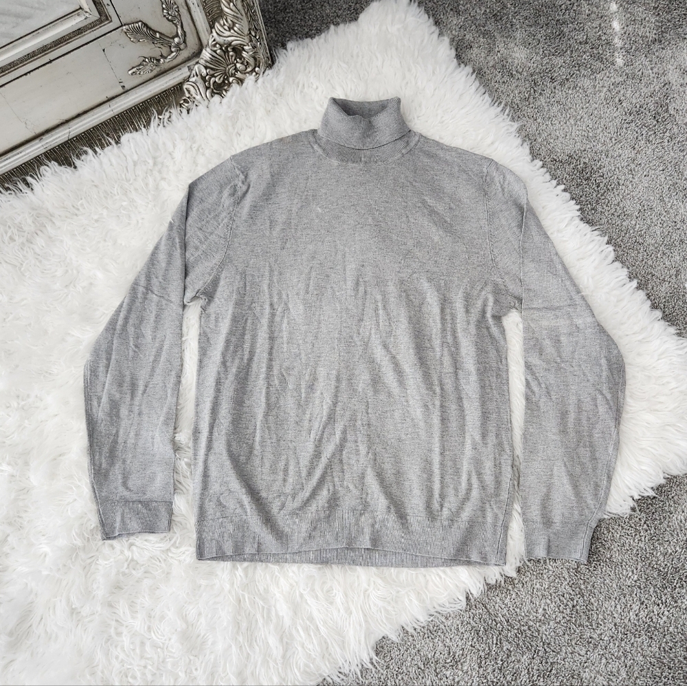 BoohooMan REGULAR RECYCLED ROLL NECK RIBBED SWEATER. Grey. Size Large. New.